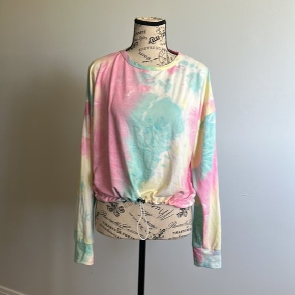 Ardene Tie Die Long Sleeve Crop Top size Medium - Picture 2 of 4